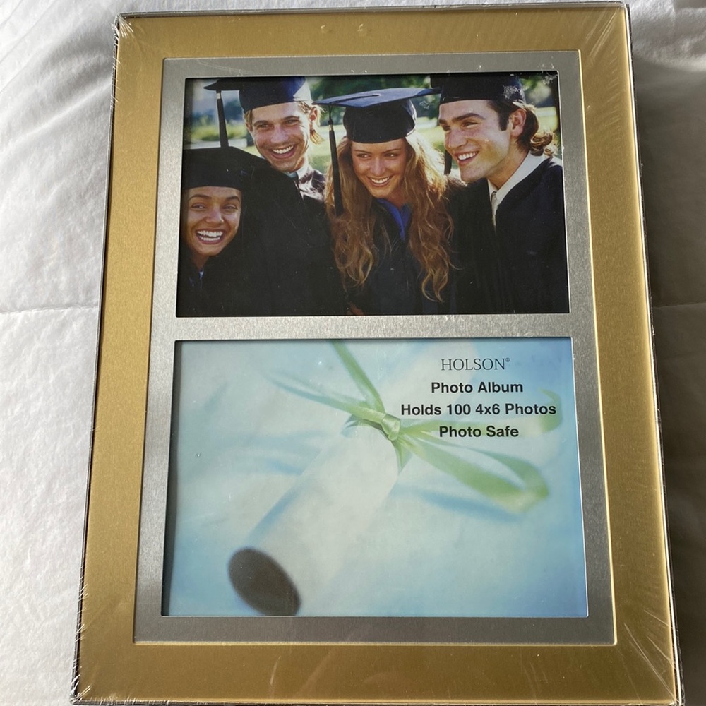 Holson Two-tone Silver and Gold Photo Album Holds 100 4X6 Photos Photo Safe